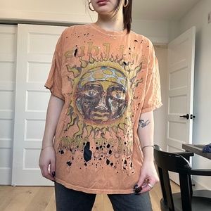 Urban Outfitters Orange Sublime Sun Destroyed Graphic Band T-Shirt